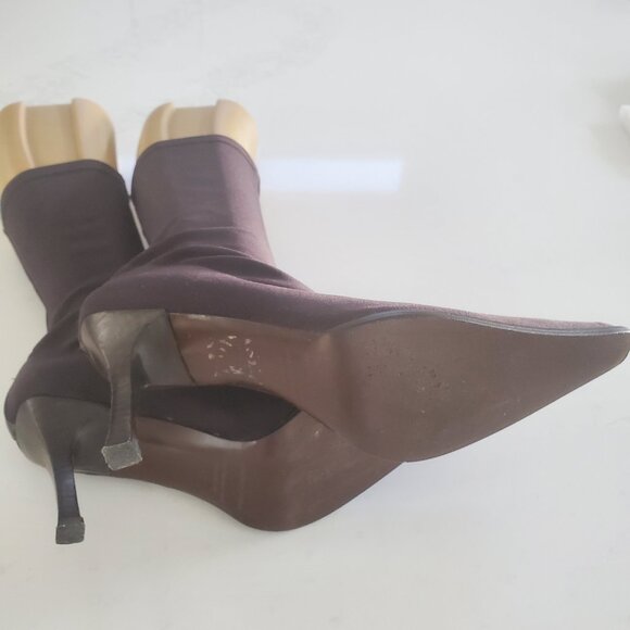 Martinez Valero Women's Dark Brown Stretch Pull On Boots Back Leather Trim 9.5 - Picture 15 of 16